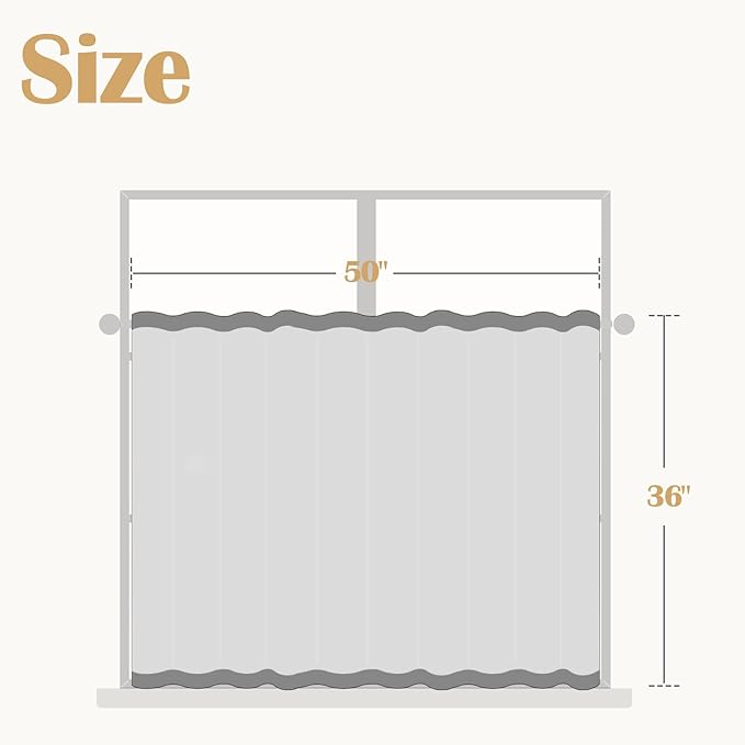 jinchan Boho Kitchen Curtain Linen Tier Curtain Bohemian Cafe 36 Inch Geometric - Image 2