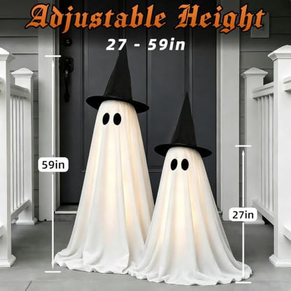 Halloween Ghost Decorations Indoor, 2 Packs Light Up Ghosts with Remote