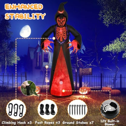 Elegear 12FT Grim Reaper Skeleton Halloween Inflatable Blow Up Decorations