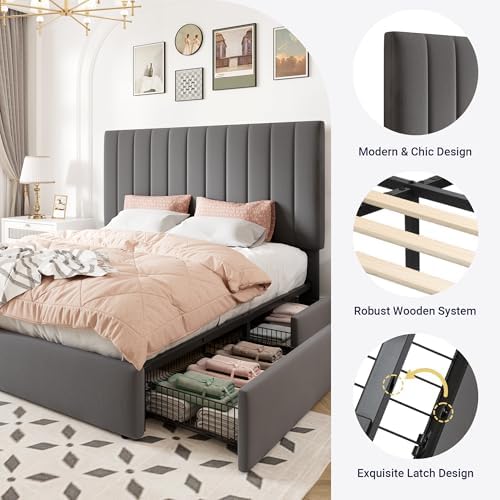 allewie full size storage bed frame, vertical channel, package contents
