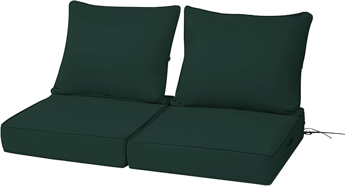 Deep Seat Outdoor Cushion Set of 2, UV&Fade Resistant Deep Seat Patio Cushions by Vulacko