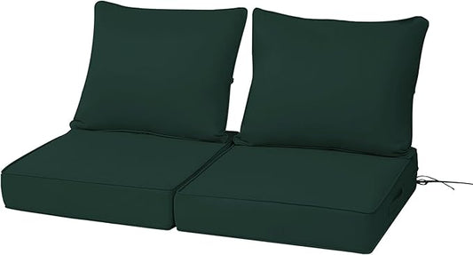 Deep Seat Outdoor Cushion Set of 2, UV&Fade Resistant Deep Seat Patio Cushions by Vulacko