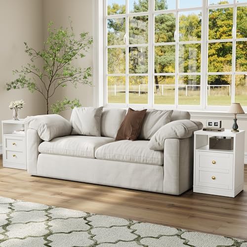 royalcraft white nightstand with storage shelf and door, front angle view