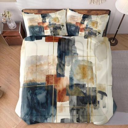 wecozy full comforter set, 3 pieces navy blue shown in use