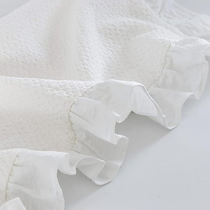 Pillow Shams Set of 2 Pure Cotton Champray Ruffled Edge, Thick and Solid Washed - Image 9