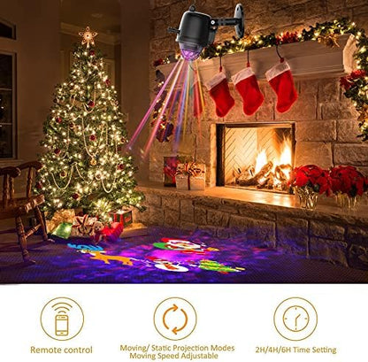 2025 Upgrade Halloween Christmas Projector Lights,2-in-1 Moving Holiday Landscape Lights,30 HD Wave Ocean Effects,Outdoor Waterproof Projection Light for Xmas Halloween Party Garden Decorations