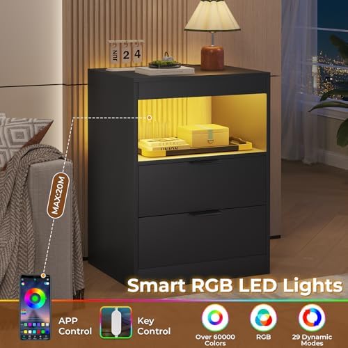 adorneve black led nightstand with wireless charging station, package contents