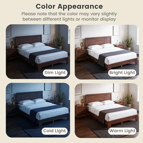 komfott queen size bed frame, mid-century modern platform, view 9