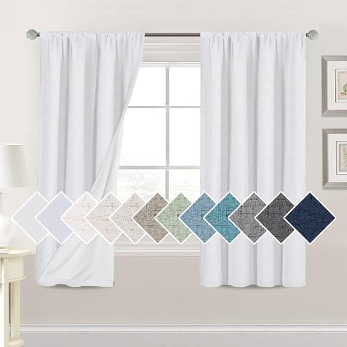 H.VERSAILTEX Linen Look 100% Blackout Curtains 63 Inches Long by HVERSAILTEX