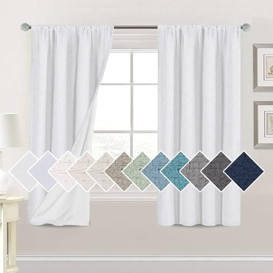 H.VERSAILTEX Linen Look 100% Blackout Curtains 63 Inches Long by HVERSAILTEX