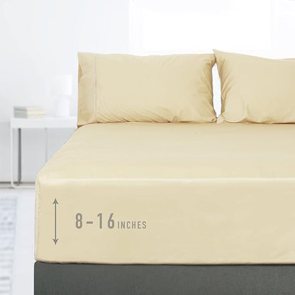 Sunflower California King Fitted Sheet, 1-Piece Deep Pocket Fitted Bottom Sheet by SunflowerHometexUS