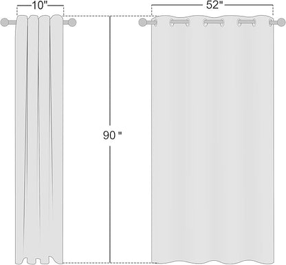 NICETOWN 90 inch Beige Curtains Linen Sheer Faux Flax Window Drapes, Grommet - Image 2