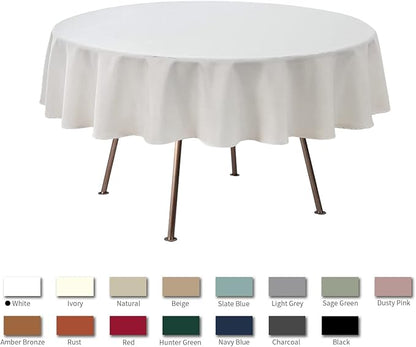 maxmill Round Linen Looking Textured Tablecloth Spill-Proof Wrinkle Free Soft - Image 3