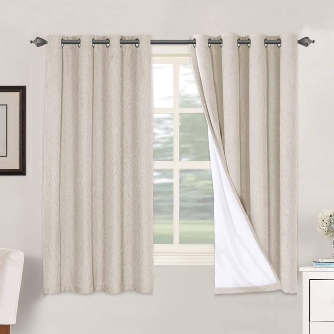 h.versailtex 100% blackout linen curtains 63" l 2, main product view