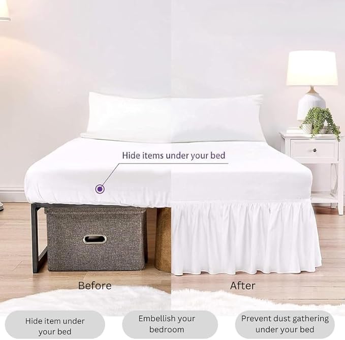 Ruffle Bed Skirt with Split Corners, Microfiber Dust Ruffled - Image 5
