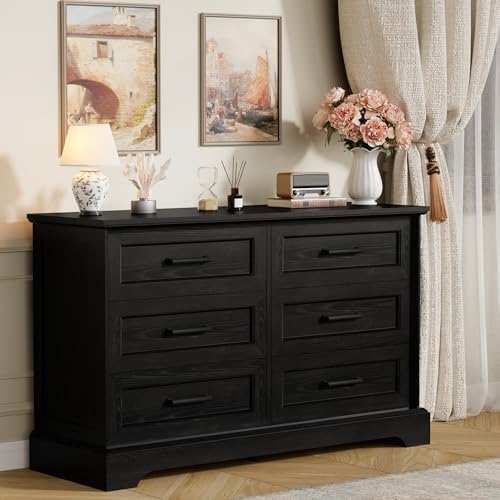 furmax farmhouse dresser for bedroom, 6 drawers dresser shown in use