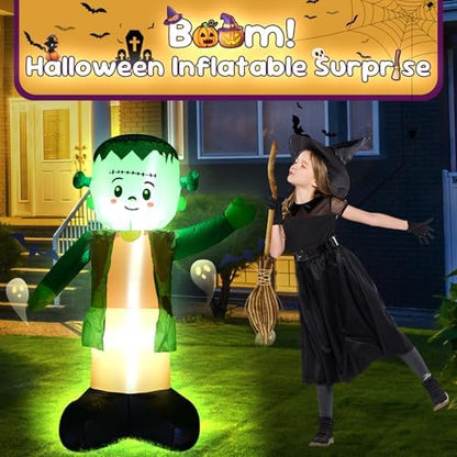 4FT Green Ghost Halloween Inflatable Decor with LED Lights