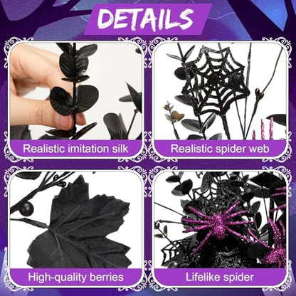 Giegxin 15 Pcs Halloween Floral Picks Artificial Flowers Stems Decorations