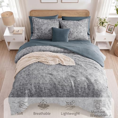 mairêve full size comforter set crinkle textured navy, side view