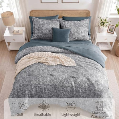 mairêve full size comforter set crinkle textured navy, side view