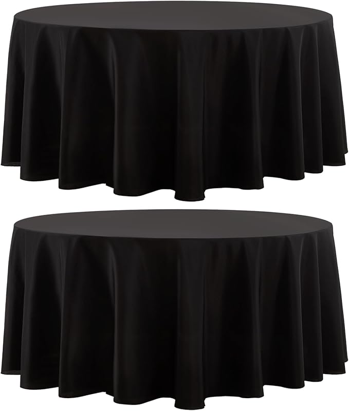 Round Tablecloth 2 Pack 90 Inch Black Tablecloths Washable Decorative Linen by AOCOZHomeLifeMuseum
