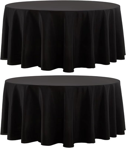 Round Tablecloth 2 Pack 90 Inch Black Tablecloths Washable Decorative Linen by AOCOZHomeLifeMuseum