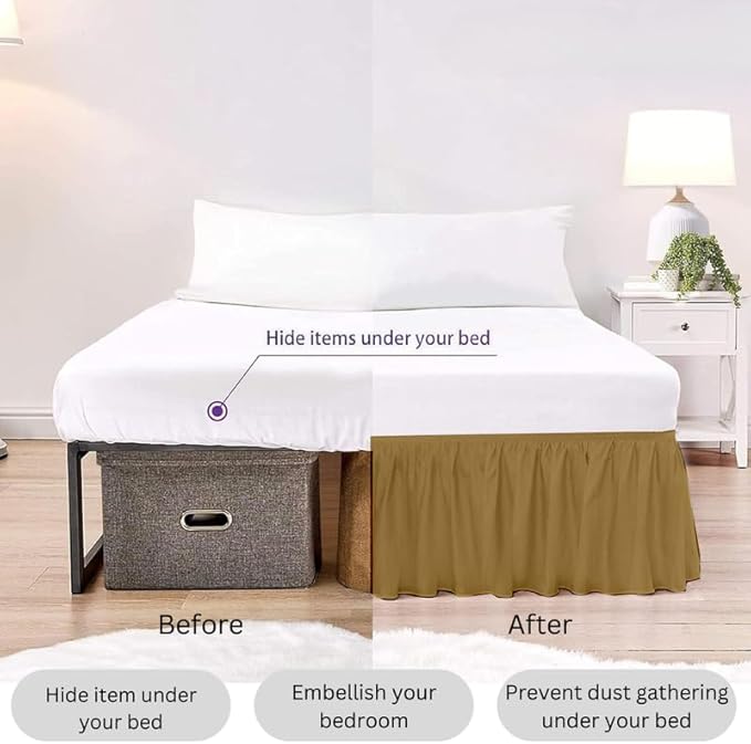 Ruffle Bed Skirt with Split Corners, Microfiber Dust Ruffled - Image 5