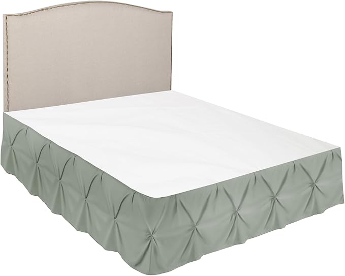 Nestl Sage Green Bed Skirt Cal King Size, Pinch Pleat Cal King Bed Skirt - Image 7