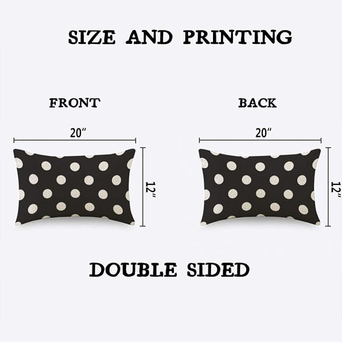 TKS MITLAN White Polka Dot Decorative Pillow Covers on The Black Background - Image 2