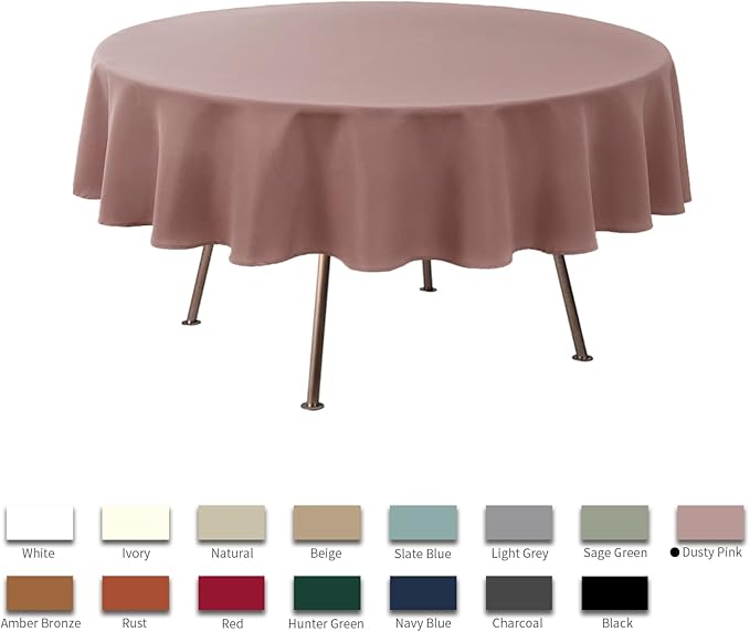 maxmill Round Linen Looking Textured Tablecloth Spill-Proof Wrinkle Free Soft - Image 3