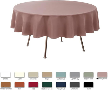 maxmill Round Linen Looking Textured Tablecloth Spill-Proof Wrinkle Free Soft - Image 3