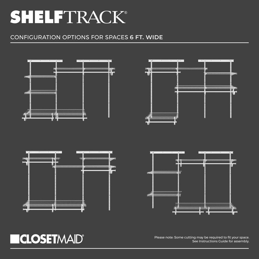 ClosetMaid ShelfTrack Wire Closet Organizer System, Adjustable from 4 to 6 Ft...