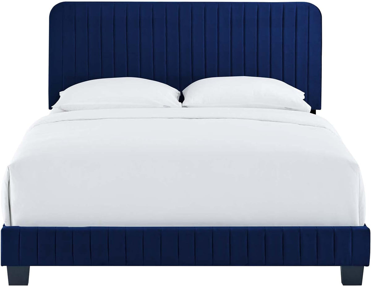 modway celine channel tufted performance velvet king bed on a desk or shelf