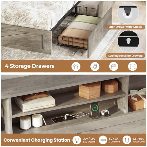 aogllati twin bed with storage bookcase headboard and showing dimensions