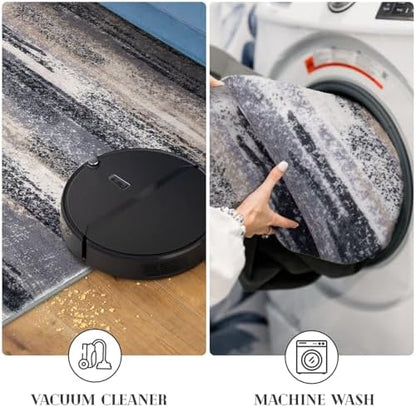 lansny modern abstract runner rug 2.6x8, grey black, package contents