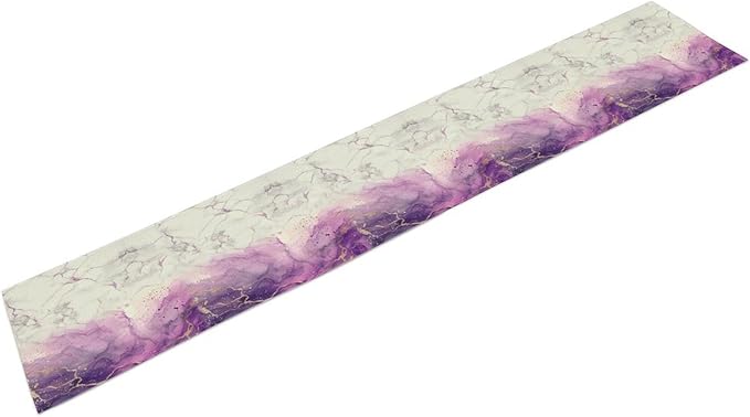 Abstract Marble Dining Table Runner, Modern Purple Golden Watercolor Table - Image 8