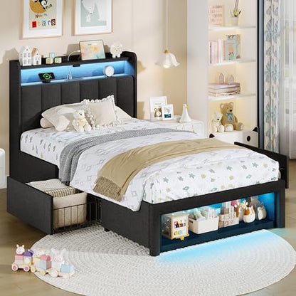 chiczhinest twin bed frames with led headboard, 2, package contents