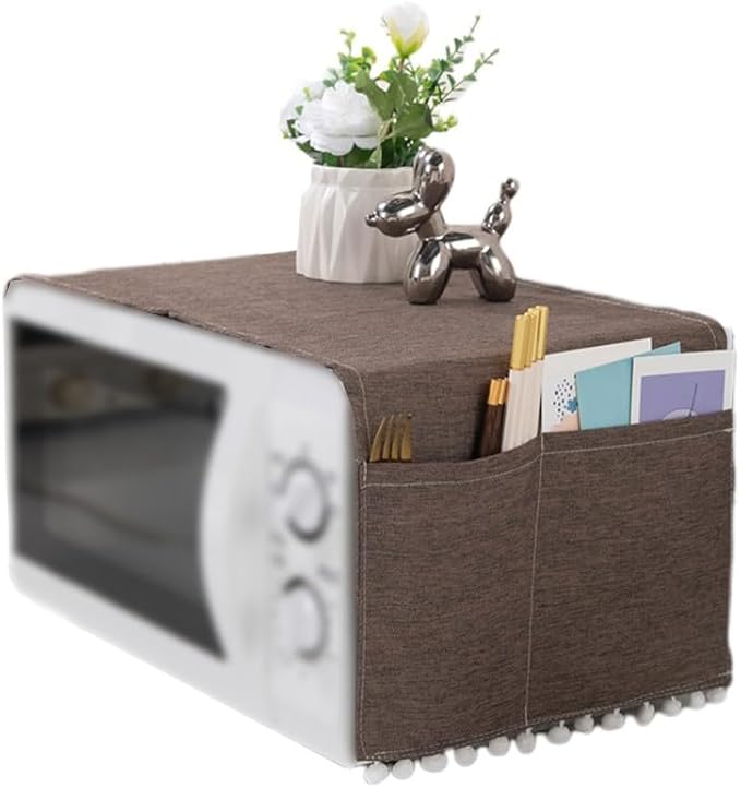 Microwave Oven Cover Dust Oil Proof Cotton Linen Waterproof Fabric Cloth by Unknown