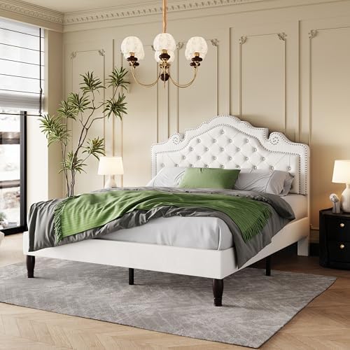 sha cerlin full size bed frame with adjustable, close-up detail