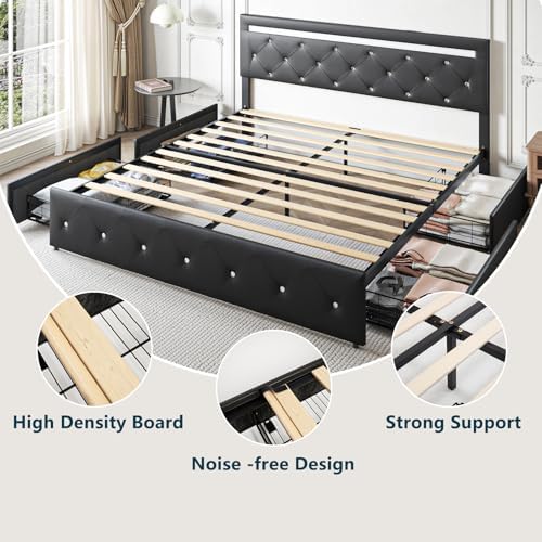bed frame queen size with led light and on a desk or shelf