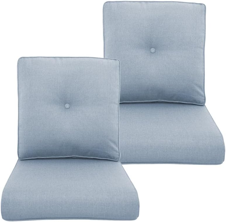 Luxury 22*24*4in Outdoor Patio Cushion, 2 Pieces Sky Blue Outdoor Cushions