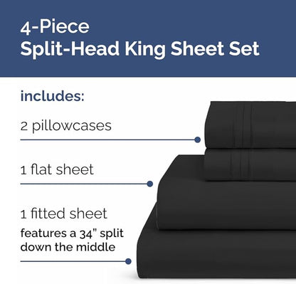 Split Head King Sheet Set – 4 Piece Flex Split Top King Sheets - Image 2