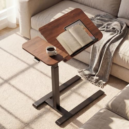 28" overbed table with wheels,dual-tiltable hospital medical over shown in use