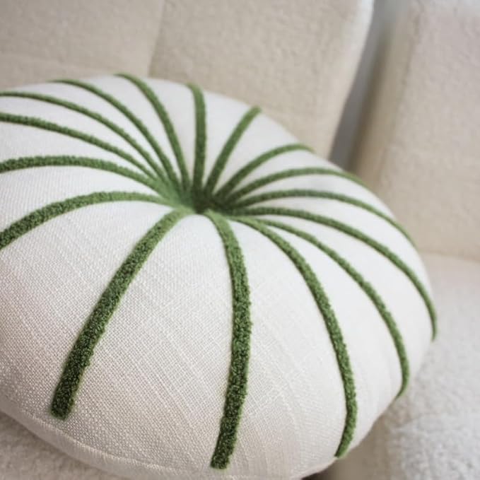 S_SSOY Round Pumpkin Throw Pillows 16", Colorful Striped Cushions Floor Pillows - Image 3