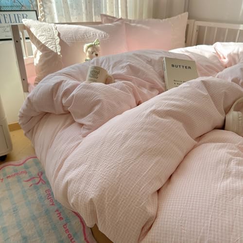VM VOUGEMARKET Pink Full Comforter Set 3 Pieces Romantic Lace Bedding Set Sim...