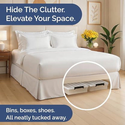 Pleated Bed Skirt Queen Size - 3 Sided Pleated Bed Skirt Queen - Ultra-Soft, Easy Fit with 12 Inch Tailored Drop - Hotel Quality, Wrinkle Free & Fade Resistant - for Women, Men, Kids & Teens - White