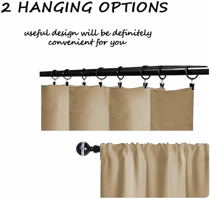 Khaki Kitchen Curtains for Windows 2 Panels Set Short Window Curtains Privacy - Image 5