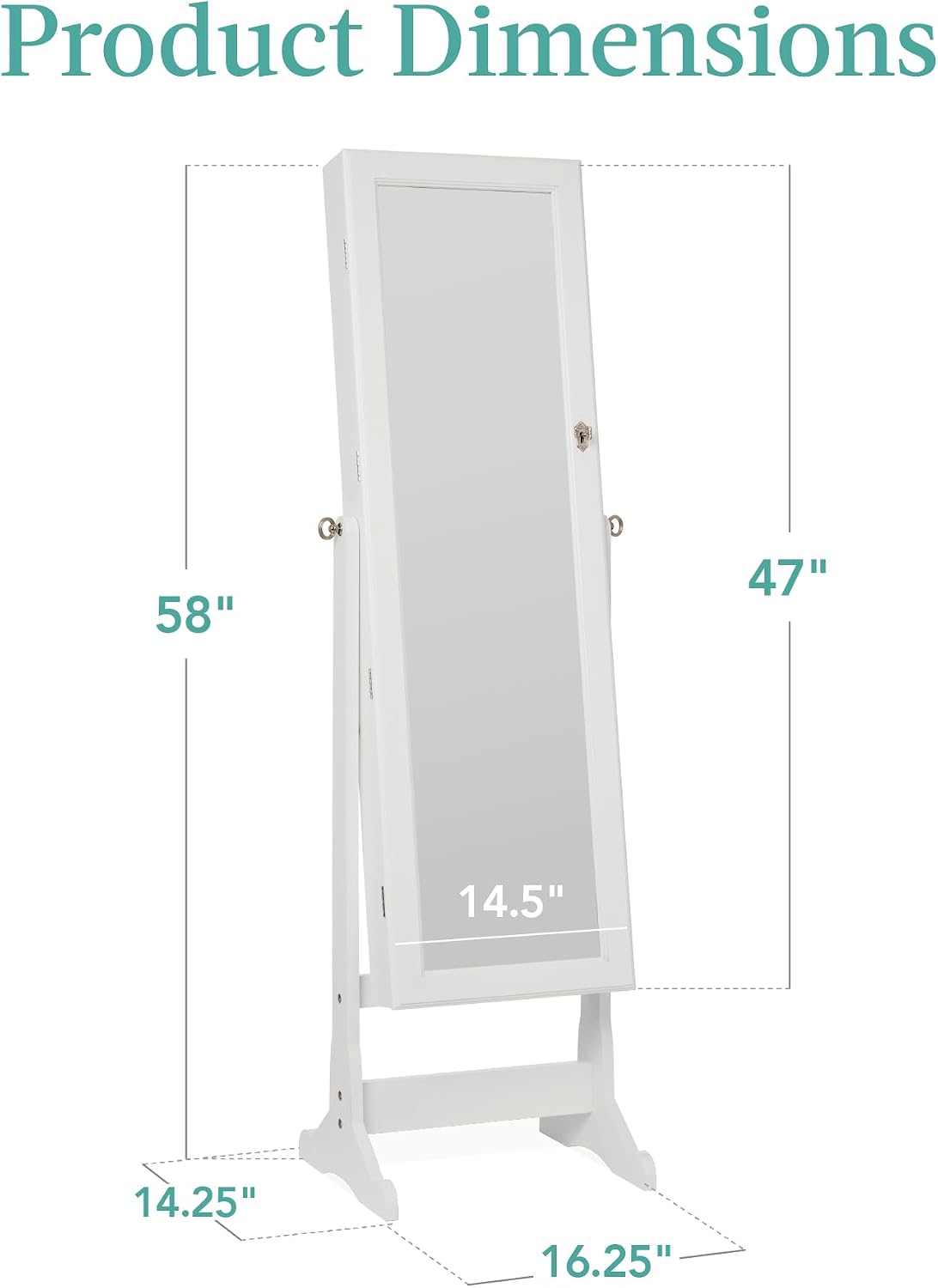 best choice products freestanding jewelry armoire cabinet, full on a desk or shelf