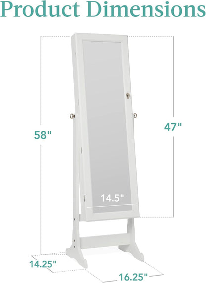 best choice products freestanding jewelry armoire cabinet, full on a desk or shelf