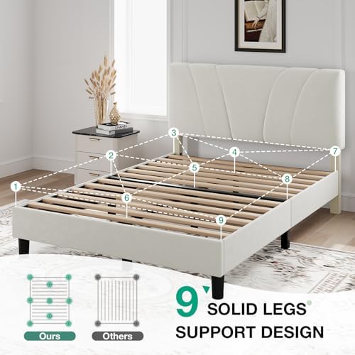 novilla queen bed frame, queen size bed frame showing dimensions